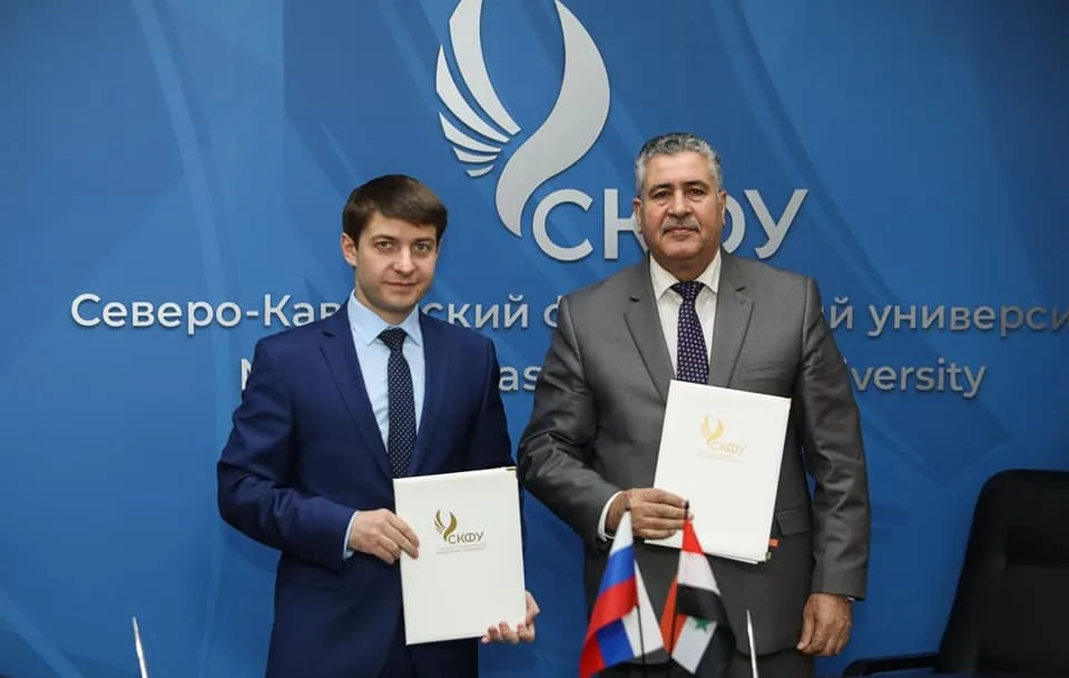 اتفاقية تعاون علمي مشترك بين جامعة البعث وجامعة شمال القوقاز الاتحادية